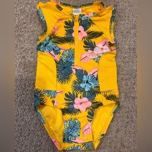 Cat & Jack Yellow Floral Kids Swim One Piece